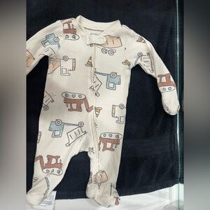 Kids One Piece with Fun Print - Cream and Blue